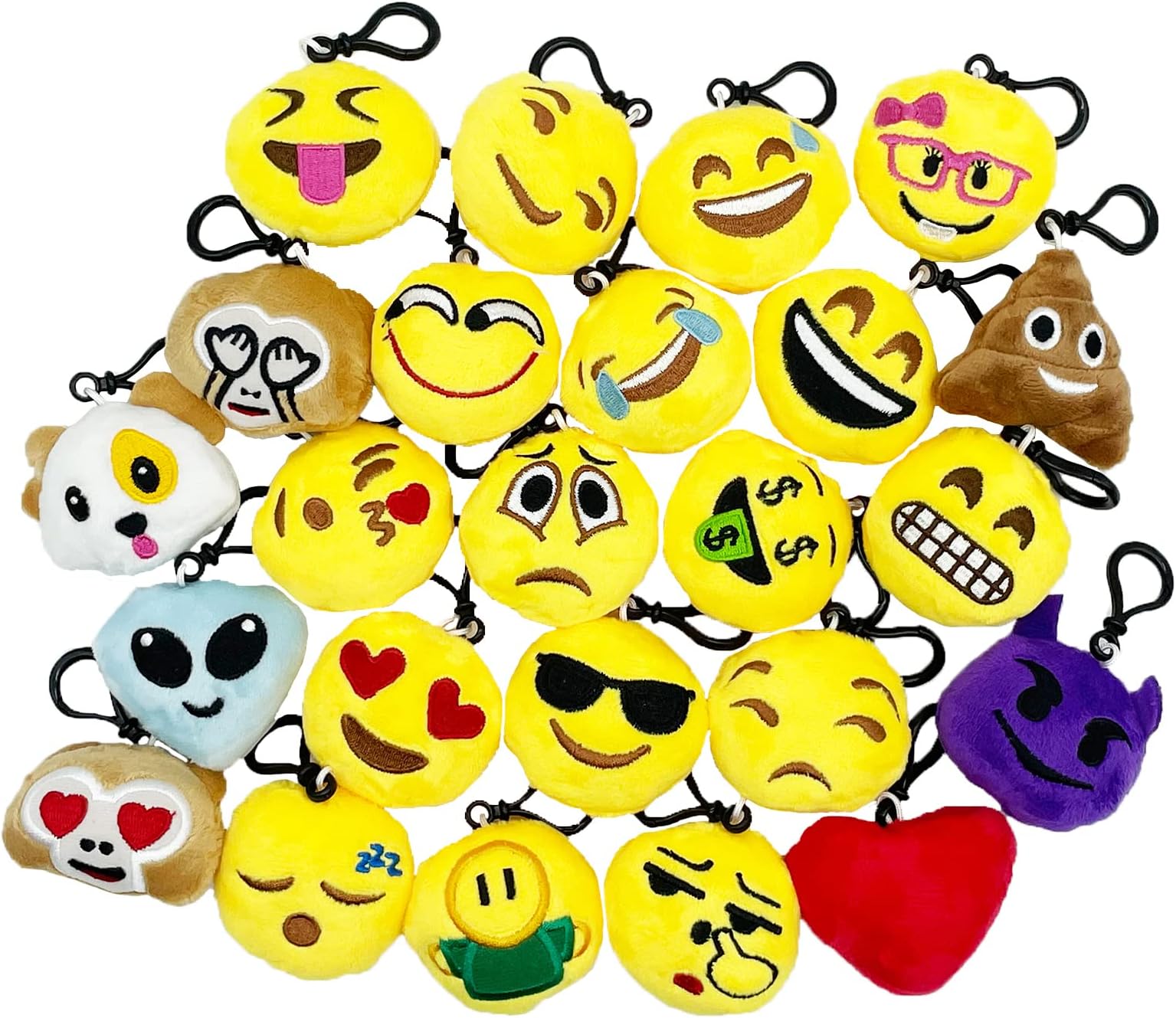 WAIZHIUA24Pcs Emoji Plush Toy 5cm Mini Novelty Emoji Keychain Lovely Emoji Keyring Gift for Children Kids Party Favour Party Bag Fillers