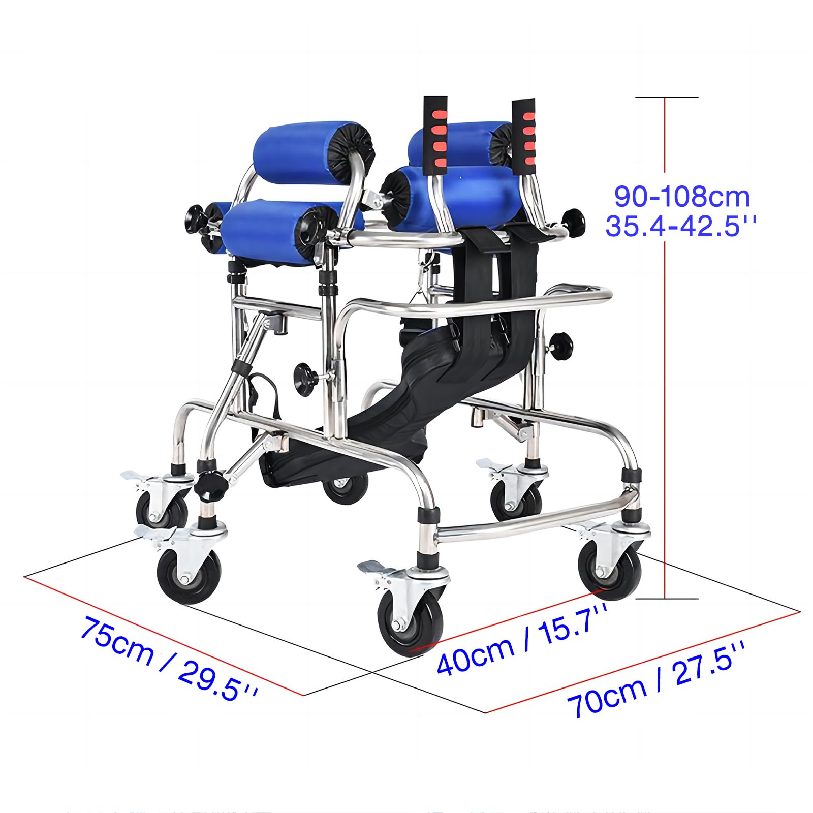 Andador portátil para niños con parálisis cerebral, ayuda para el entrenamiento de hemiplejia con 6 ruedas para caminar, equipo de rehabilitación para asistencia de movilidad.