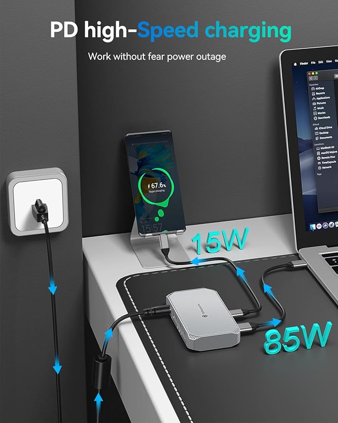Yottamaster Hub USB4 40Gbps, 5 Puertos, Plata, Carga 85W miniatura 5