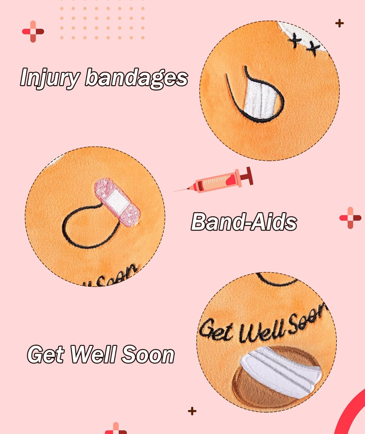 Get Well Soon Gift Bear - Teddy Bear Stuffed Animals with Band-Aid, Kids' Pillow Cushion, Gifts for Patient Girls Boys, Light Brown, 8 Inch - Image 5