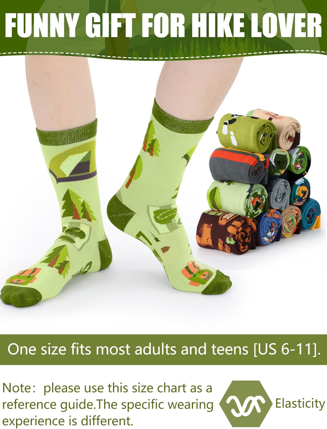 12 Pairs Funny Hiking Socks for Women and Men Adult Novelty Cotton Outdoor Crew Socks Bulk Hiking Gifts for Outdoor Hike Lovers - Image 5