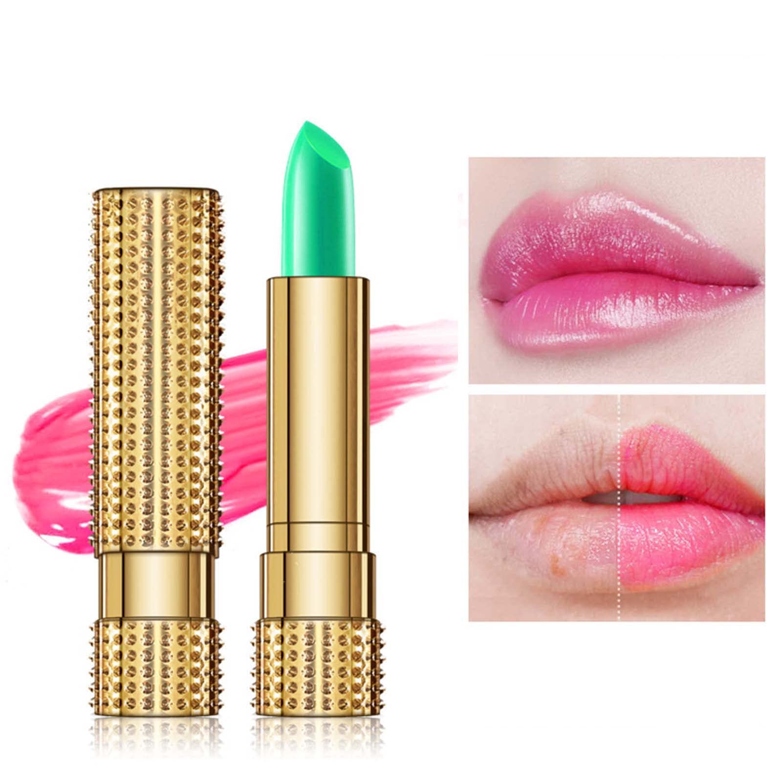 Tongyend Aloe Vera Lip Balm,Plumping Gloss Magic Temperature Colour Changing Long-Lasting Lipstick Moisturising Nutritious Cream Plumper Makeup for Cracked Dry Lips,Reduce Fine Lines