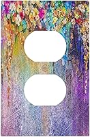 Vista 58 de Mid Century Morden Boho - Placa de pared para interruptor de luz dúplex de 1 banda, placa frontal decorativa eléctrica para receptáculo para baño