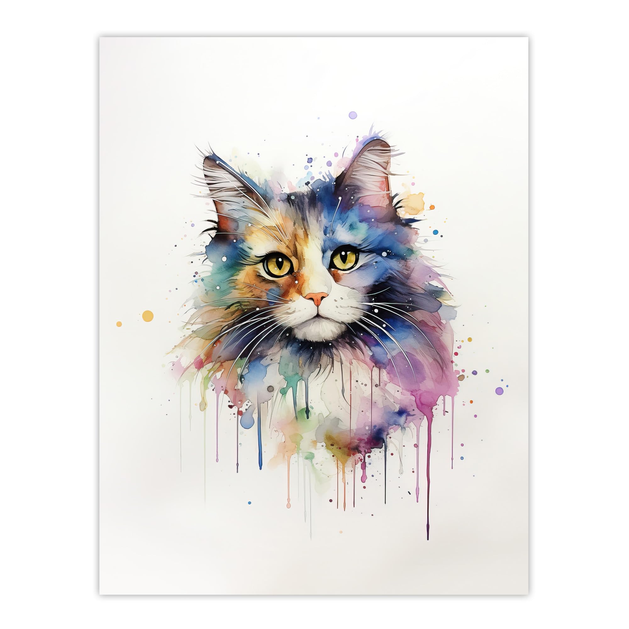 Artery8 Norwegian Forest Cat Lovers Gift Watercolour Pet Portrait Painting Artwork Large Wall Art Poster Print Thick Paper 18X24 Inch