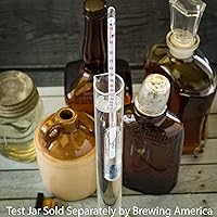 Vista 5 de USA-Made Alcohol Hydrometer Tester 0-200 Proof & Tralle Pro Series Traceable - Distilling Moonshine Alcoholmeter for Proofing Distilled Spirits