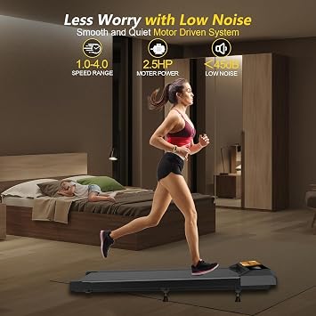 Compact Walking Treadmill 2.5HP Under Desk Treadmill for Office & Home, 265Lbs Capacity, APP & Remote Control, LED Monitor, No Installation Needed