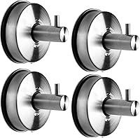 JOMOLA Stainless Steel Suction Cup Shower Hooks, 4PCS - No Drill Towel Hangers for Bathroom, Kitchen, 11lbs Capacity, Brushed Finish