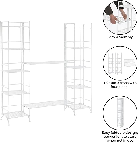 Miniatura 5 de Convenience Concepts Xtra Estantes de almacenamiento, estantería de metal plegable de 5 niveles con juego de 2 estantes de extensión de lujo,