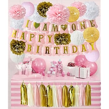 baby girl first birthday wrapping paper