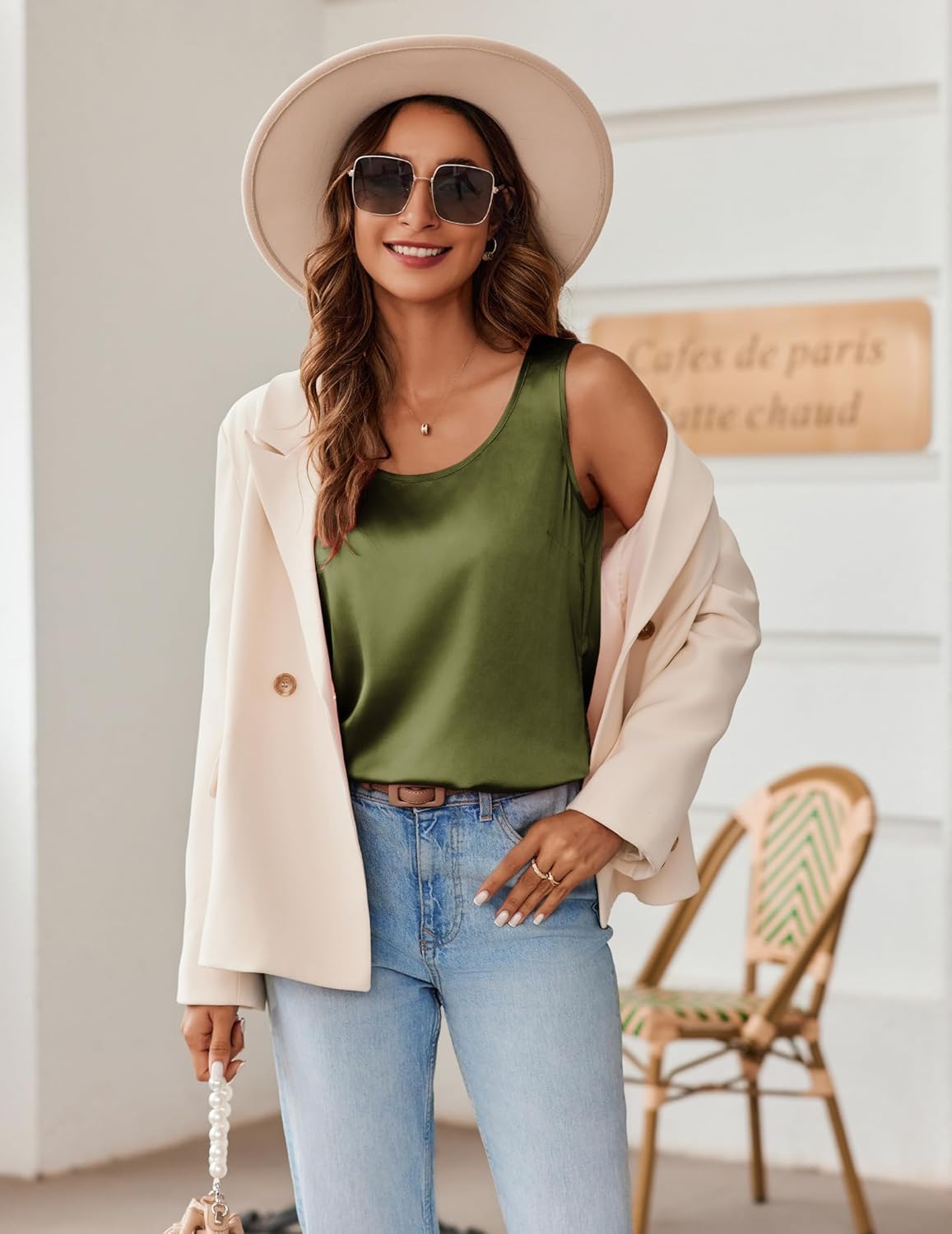 Zeagoo Silk Satin Tank Tops for Women Scoop Neck Sleeveless Camisole Tops 2026 Summer Basic Blouses - Image 2