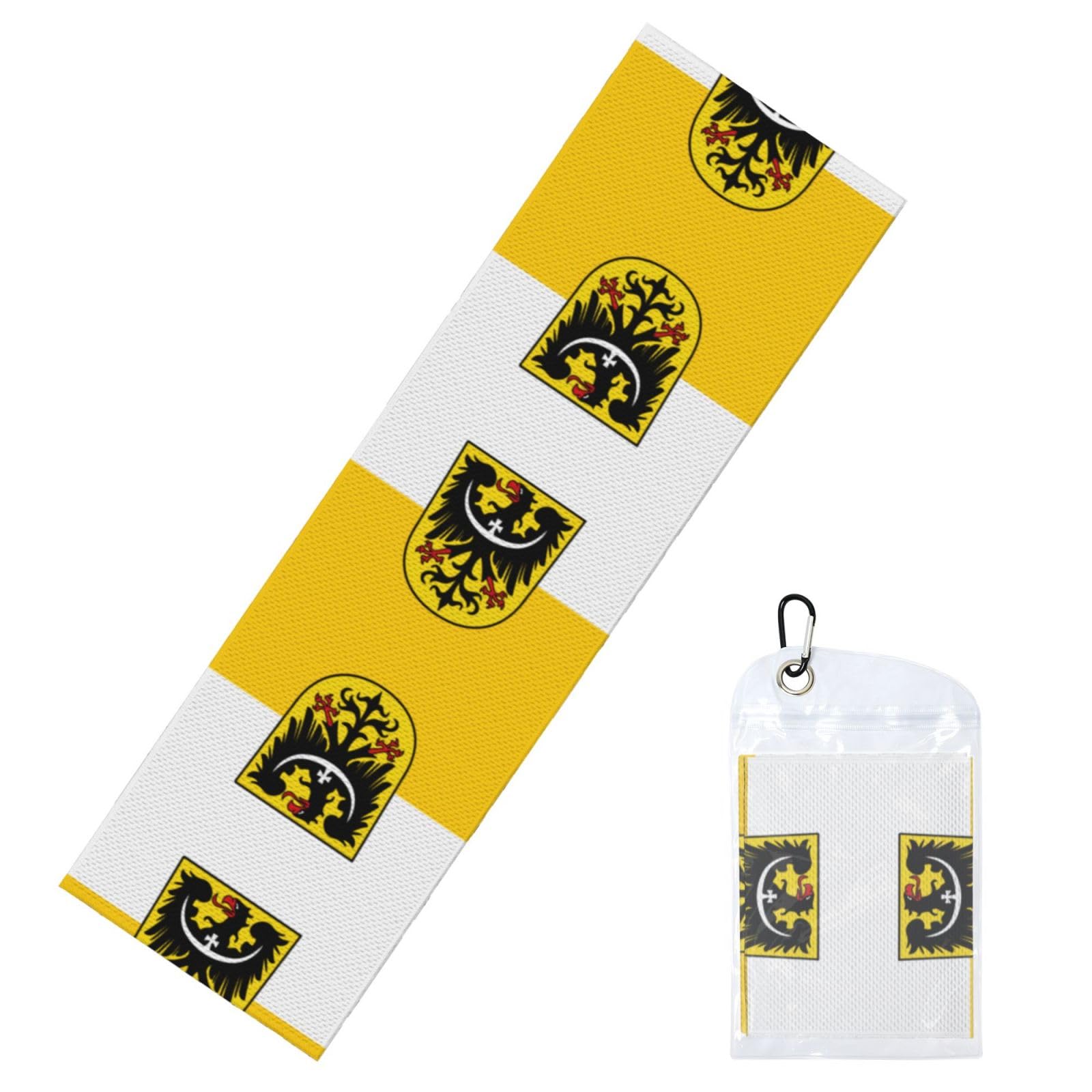HGIUYDRD Silesian flag Print Cooling Sports Towel with PVC Carry Bag for Gym, Beach, Golf and World Cup Events