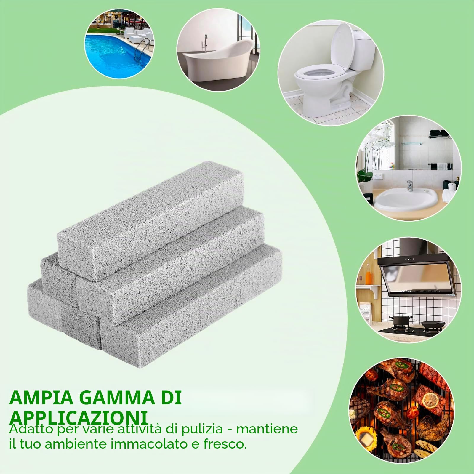 6 Pezzi Pomice Extra Forte – Cleaning Block WC, Blocco Pulente per WC Ceramica Bianca, Strumento Pulizia Bagno e Grill, Pietra Pomice per Piedi