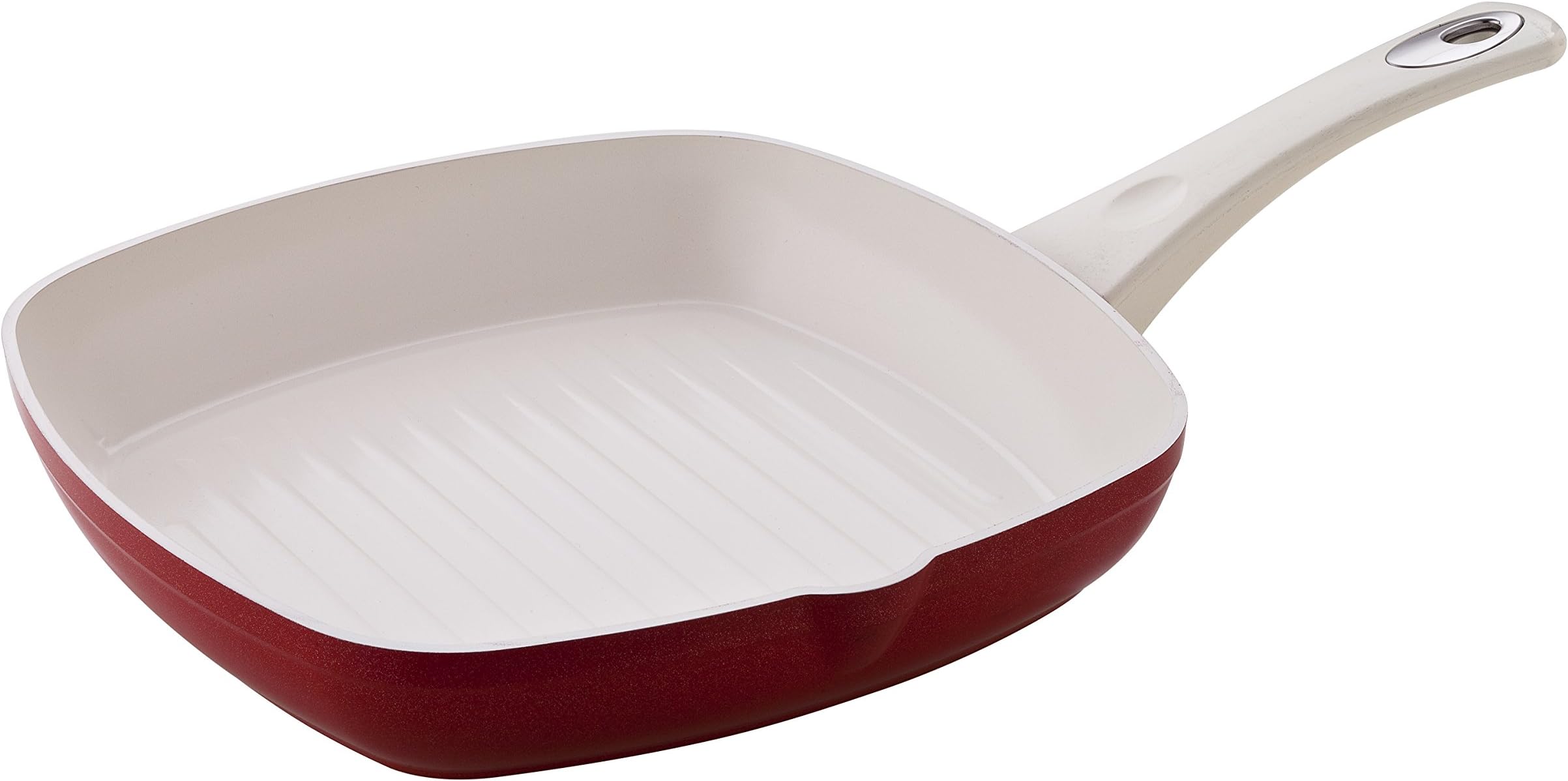 Nouval 11-Inch Non-Stick Ceramic Coated Square Grill Pan, Red