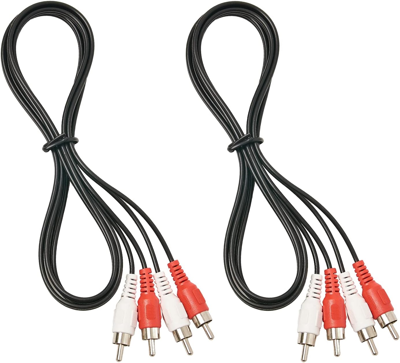 QDiShi (2 Pcs) RCA Stereo Audio Cable, 2-RCA Male to 2-RCA Male (5 FT), Stereo Audio 2RCA Cord Male to Male Connector