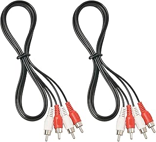 QDiShi (2 Pcs) RCA Stereo Audio Cable, 2-RCA Male to 2-RCA Male (5 FT), Stereo Audio 2RCA Cord Male to Male Connector