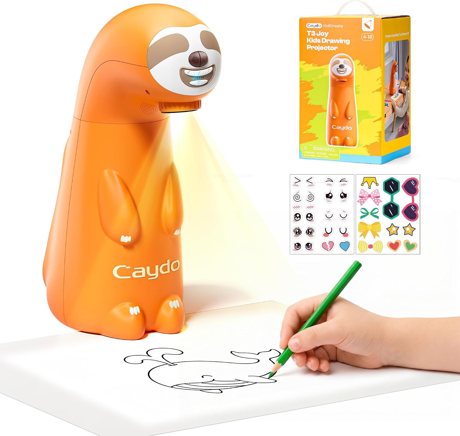 Caydo T3-Joy AI Drawing Projector for Kids, SGS Certified Eye Protection | Built-In 120 Step-by-Step Drawing Activity Across 4 Themes, Screen-Free Art & Craft Activity, Gift for Boys Girls Ages 4-10