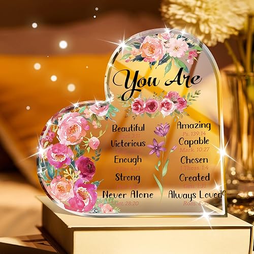 Miniatura 4 de Petitian Regalos para madres para mujeres, regalos de cumpleaños para madre de hijahijo, acrílico transparente en forma de corazón, regalos de