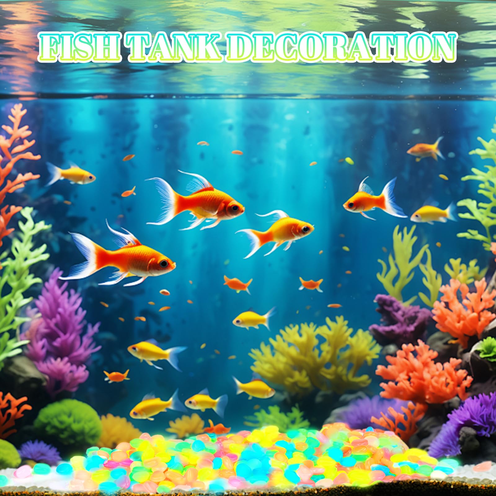 400 pezzi ciottoli luminosi, ciottoli lucidi Acquario Luminoso Colorato, Lucido Oscurità Pietre per Giardino Esterno Acquario Passerelle Piscina Chemi (colorato)