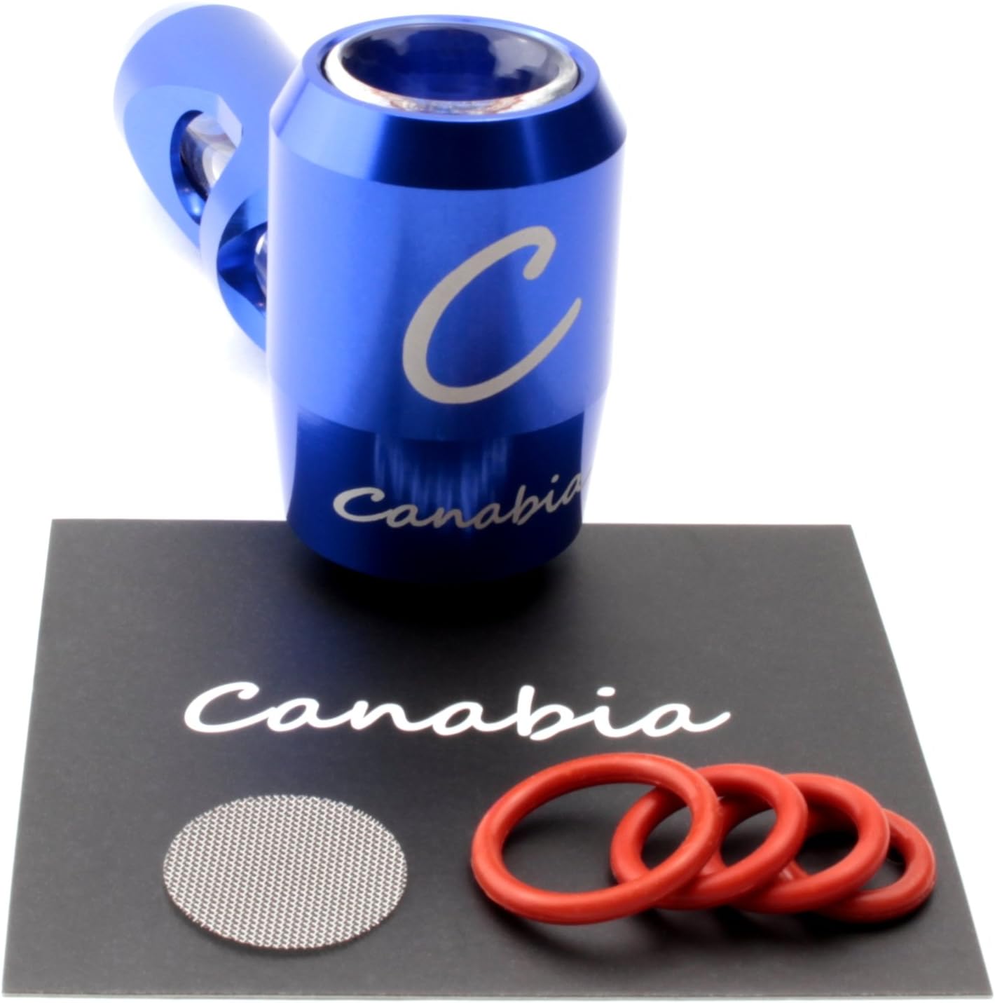 Canabia Metal Pipe Blue - Steamroller - Aluminum Exoskeleton with Glass Tube - in Portable Design - Metal Pipe - Glass Pipe - Tobacco Pipe (Blue)