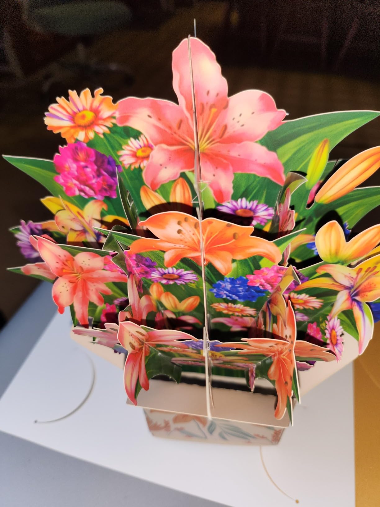 GREETING ART Flower Bouquet Pop Up Card, Unique Handmade 3D Floral Box ...