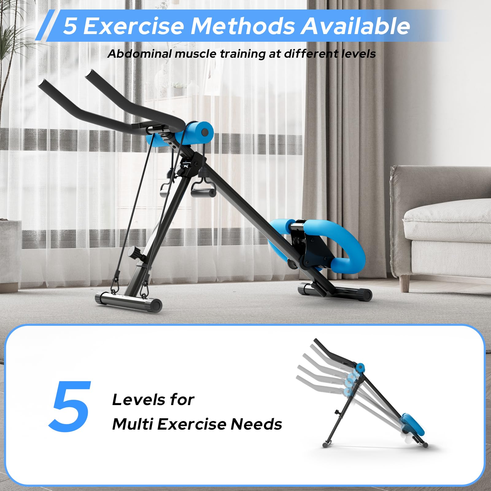 AB Machine Bauchmuskel-Trainingsgerät, verstellbare Bauchmuskeltrainer-Maschine für Bauchmuskeltraining zu Hause, Fitnessstudio, faltbar, Knieschutz
