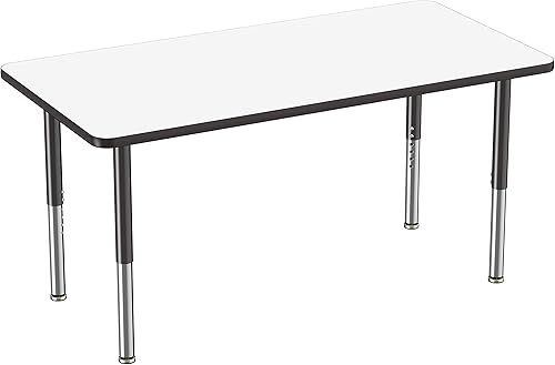 FDP - Mesa rectangular móvil de borrado en seco para actividades escolares y de oficina (30 x 60 pulgadas), súper patas con deslizadores y ruedas,
