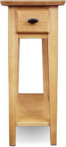 Miniatura 76 de Haven Ridge - Mesa auxiliar estrecha, mesa auxiliar de madera maciza con cajón y estante, color blanco granja, perfecta para salas de estar, blanco