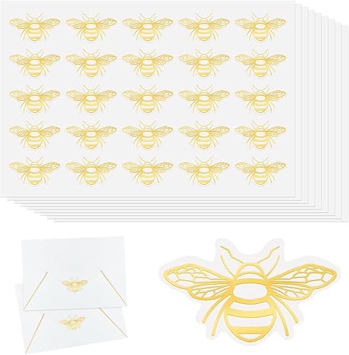 750 calcomanías de abejorro  Calcomanías de sello de abejas de papel dorado  Suministros de envoltura para tarjetas de felicitación de cumpleaños