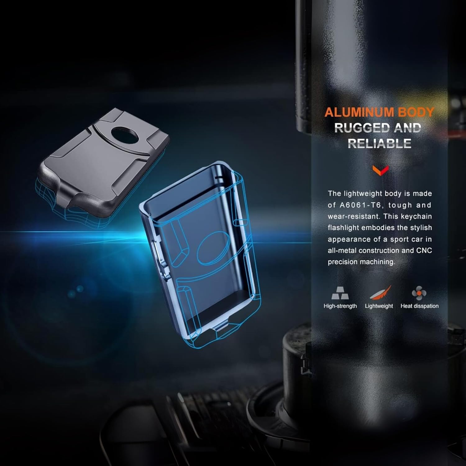 fenix E03R v2.0 Blue, Rechargeable Lightweight Keychain Torch | 500 Lumens | 90m | 30 Hrs Max | Red Light Mode | USB-C Charging | IP66