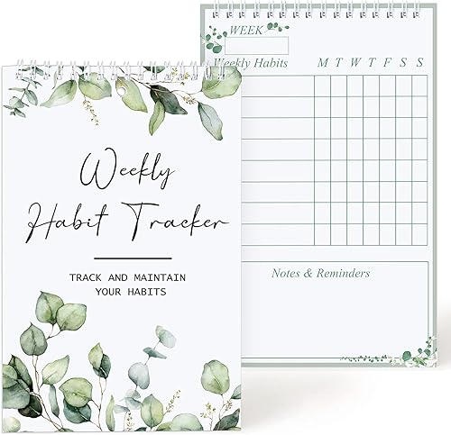 55 hojas de seguimiento semanal de hábitos, agenda semanal en espiral, cuaderno de seguimiento de hábitos, diario encuadernado en espiral,