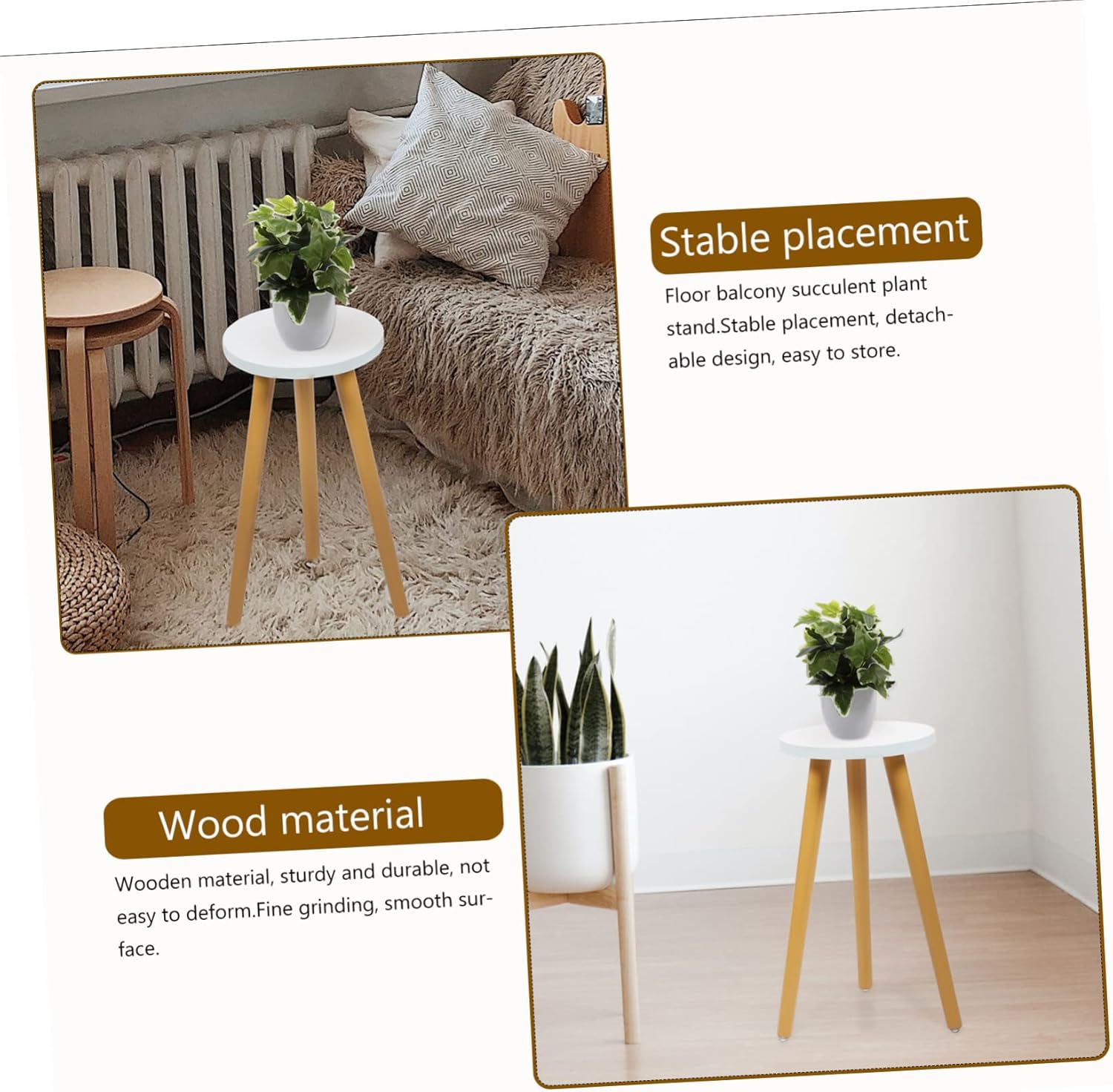 BESPORTBLE Wooden Round Stool Plant Stand Indoor Flower Pot Holder Home Decoration Stool