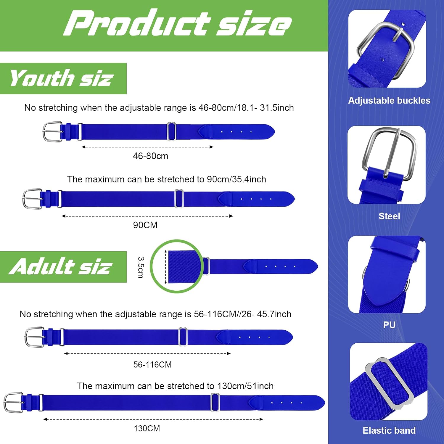 Hercicy 12 Pcs Baseball Belts Softball Belts Bulk for Adult and Youth Adjustable
