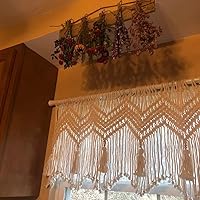 Vista 8 de Cortinas bohemias de macramé para ventanas, cenefa de macramé para dormitorio, sala de estar, decoración bohemia para colgar en la pared, 1 panel