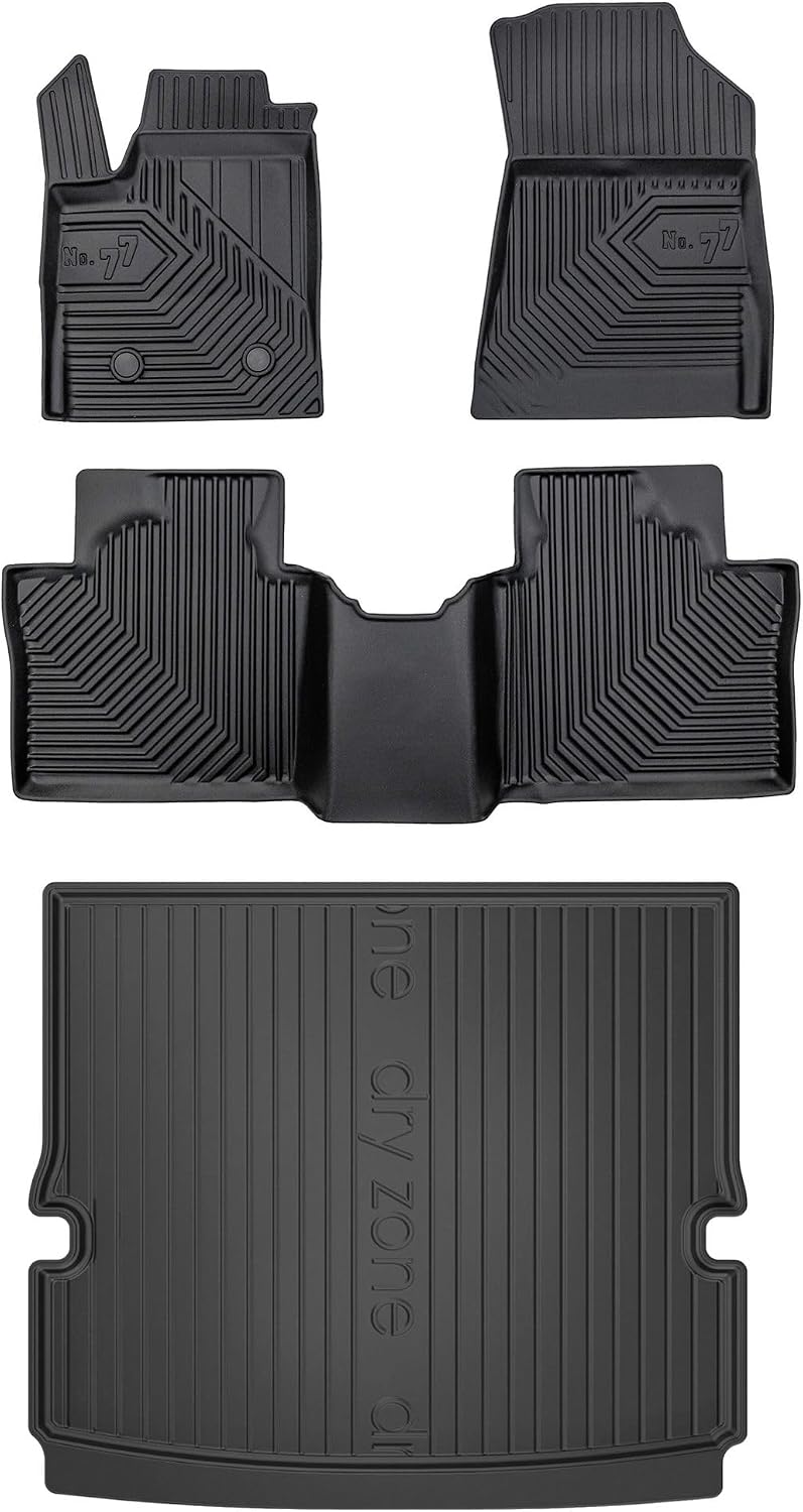 MOTOS Set of rubber floor mats and boot mats suitable for Renault Espace VI from 2023 7 passengers 3rd row of seats folded improve your travel comfort with anti-slip mat car 3D all-weather foot ma