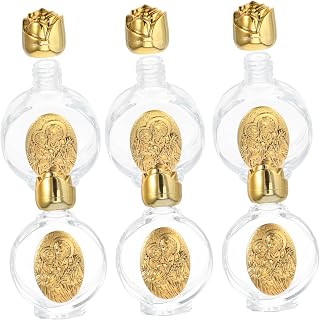 Hemobllo 6 Piezas Botellas de Mini de Vidrio con Tapa de Rosa Portátiles y Recargables Frascos Herméticos para Ceremonias de Bautismo Cristianas y Uso Espiritual