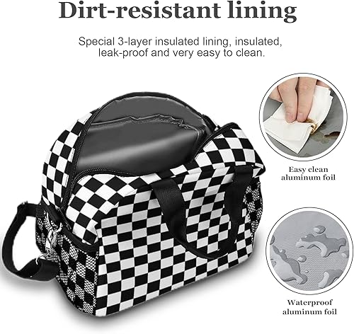 Miniatura 3 de Nlpezcu Loncheras aisladas a prueba de fugas para mujeres con correas para el hombro, bolsa de almuerzo con impresión 3D, lonchera grande