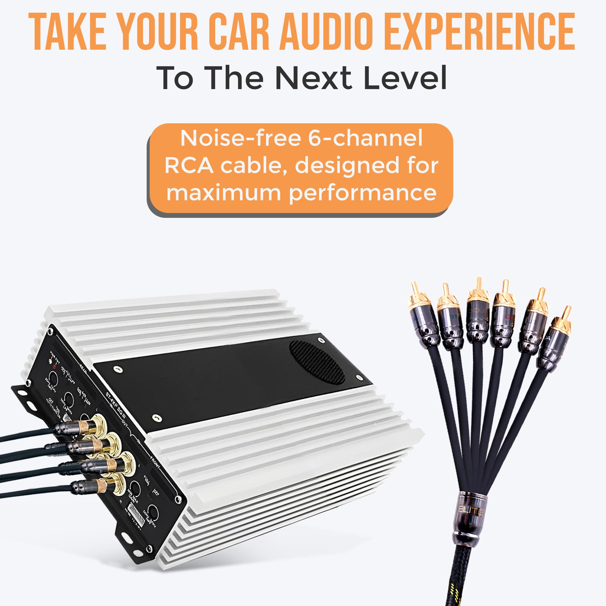 Elite Audio PRO 100% rame OFC 6 canali RCA Cavo di interconnessione audio stereo con tripla schermatura, connettori in rame a morsetto quadruplo e filo di rame per la migliore cancellazione del rumore