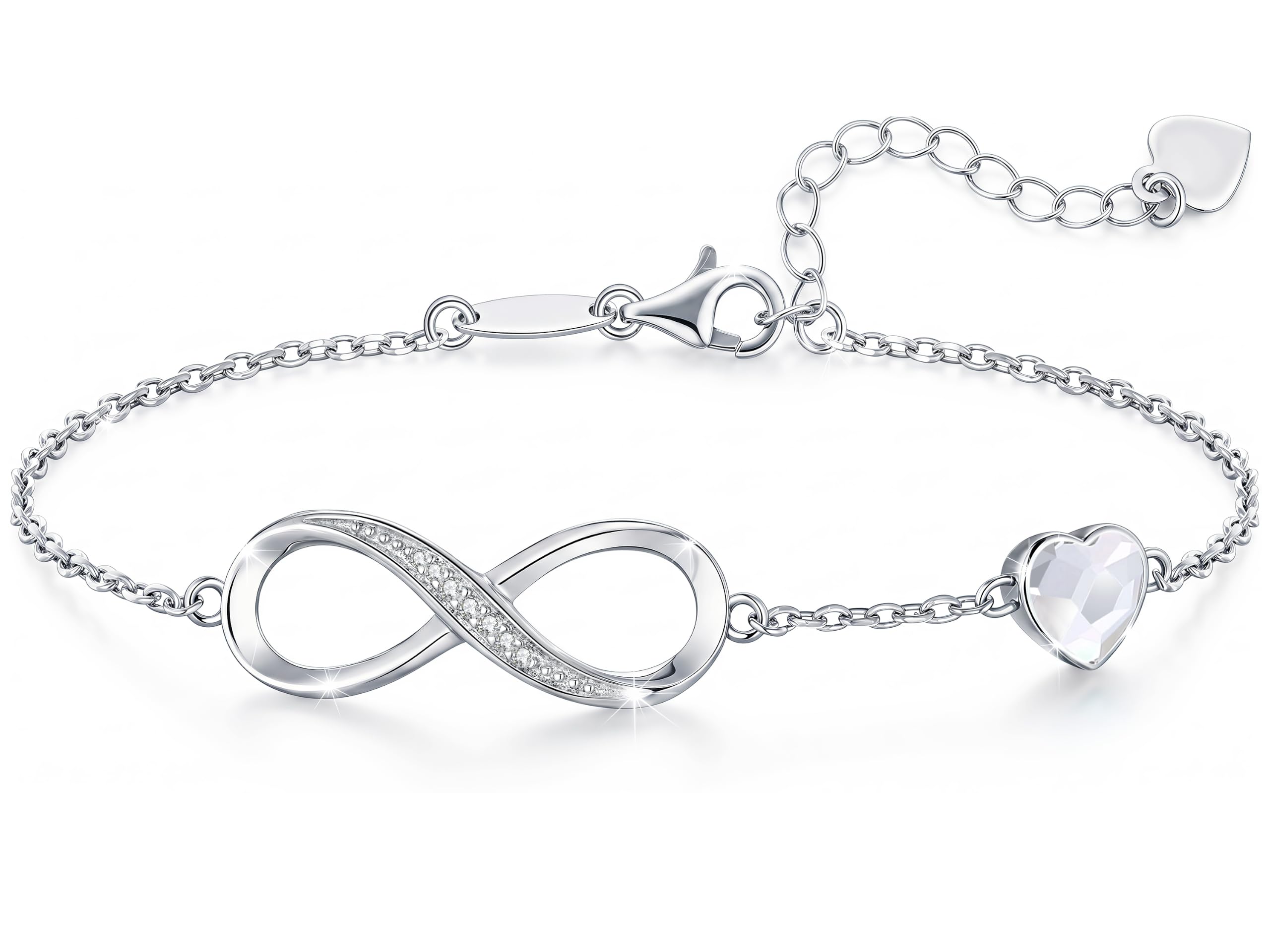 CDE 925 Sterling Silver Infinity Birthstone Bracelet Jewelry Gift for Women
