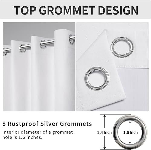 Miniatura 5 de Easy-Going Cortina de lino texturizada, 100 % opacas, de 52 x 96 pulgadas, para dormitorio, sala de estar, oscurecimiento de la habitación (juego de