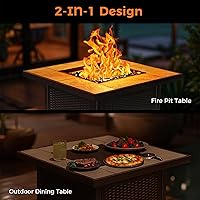 Vista 7 de BALI OUTDOORS - Mesa para fogata de gas propano 32 pulgadas, 50,000 BTU, fogatas cuadradas de gas para exterior, color marrón