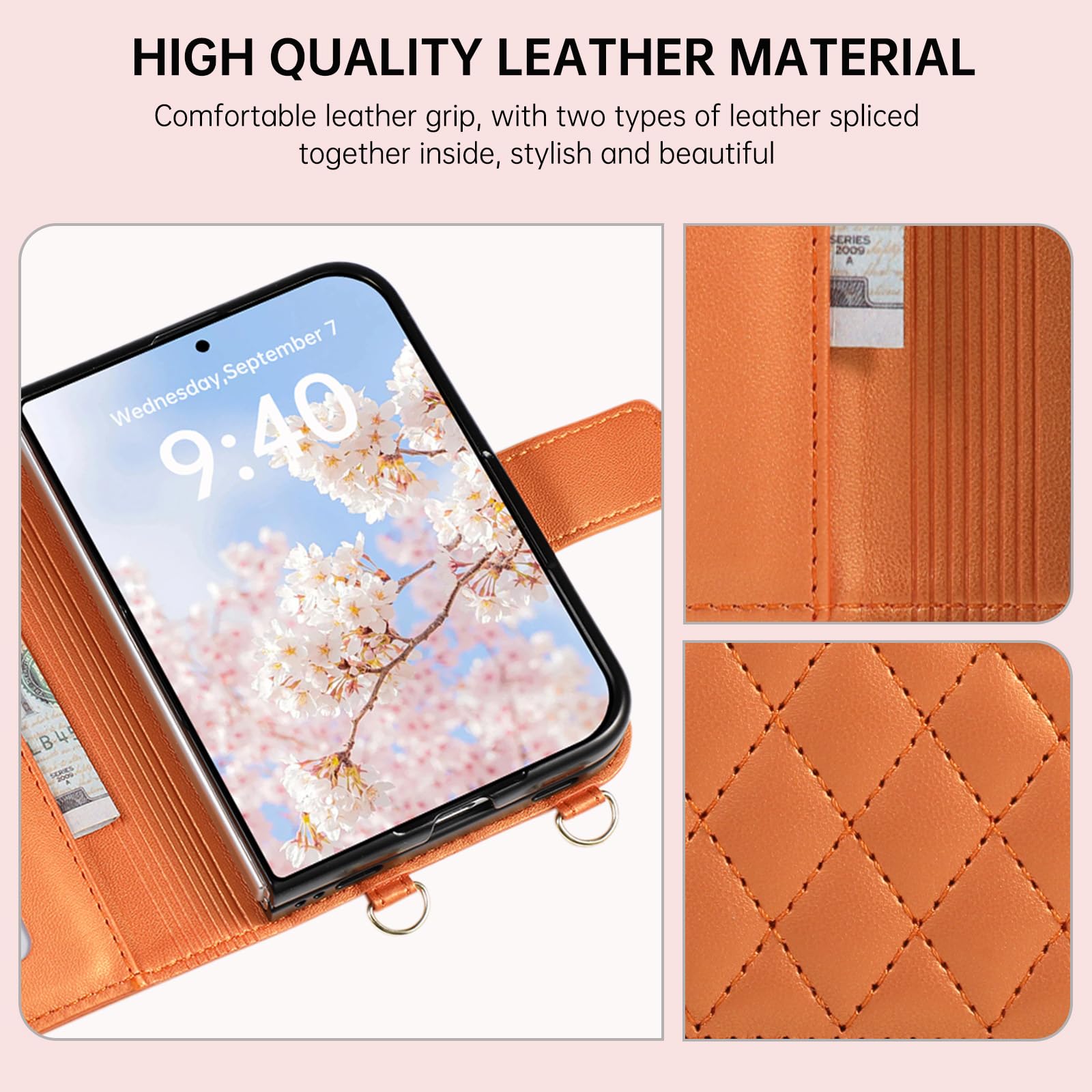 Etui na karty iPhone Duo, skórzany pasek na ramię, odpinany pasek na rękę