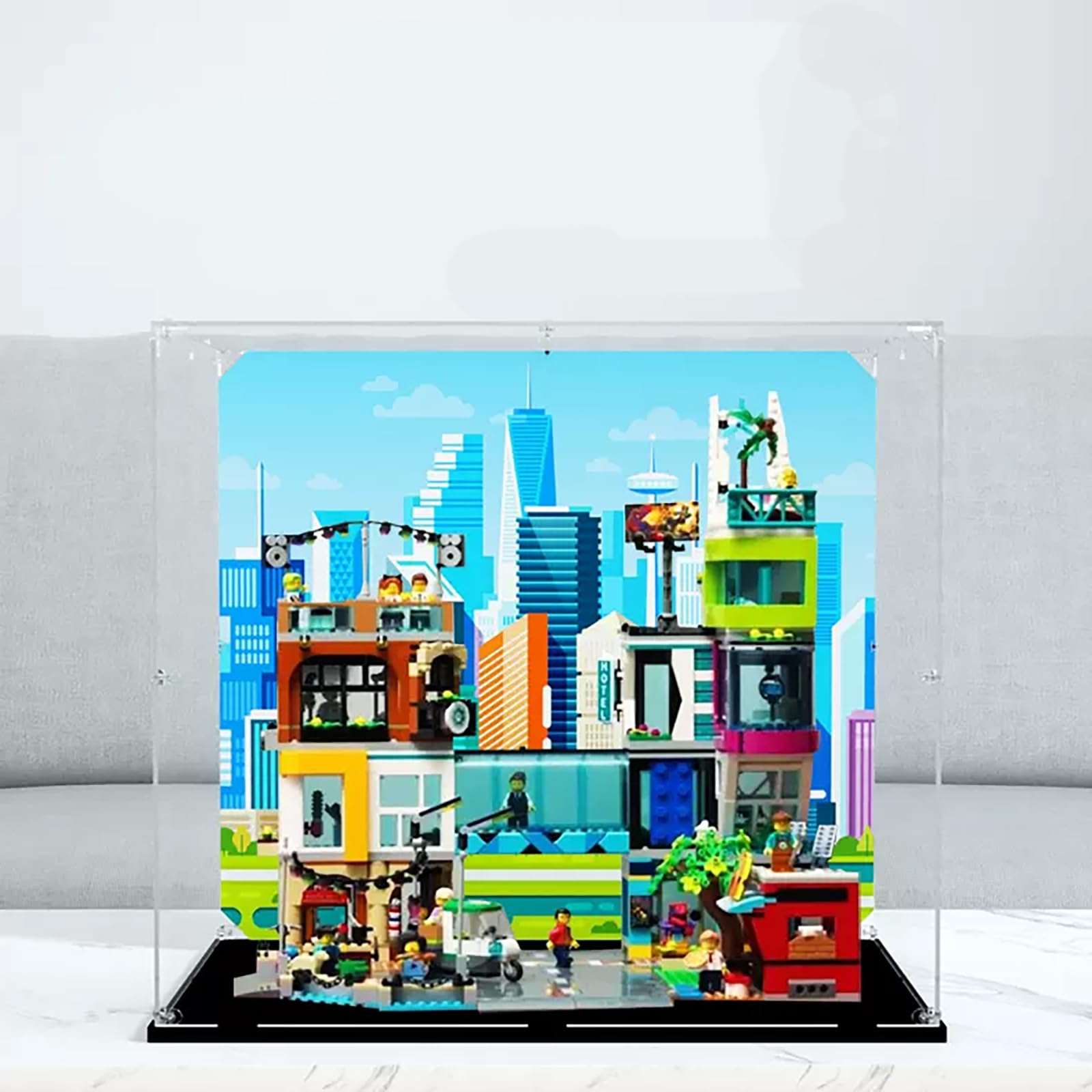 Pudełko ekspozycyjne do LEGO 60380 City Downtvwn Akrylowa pyłoszczelna  przezroczysta niestandardowa gablota (bez modelu) (możliwość dostosowania)  (tło) : Amazon.pl: Zabawki