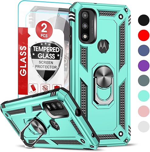 LeYi Funda para Moto G Pure para Motorola G Play 2023, funda G Power 2022 con 2 protectores de pantalla de vidrio templado, grado militar con