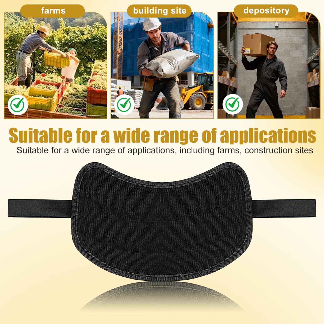 PATKAW 1 Pc Shoulder Pad for Bag Strap Heavy Duty Canvas Felt Cushion Ergonomic Protective Carrying Accessory for Construction Site Warehouses Garden Wood Steel Pipe Load Support Black