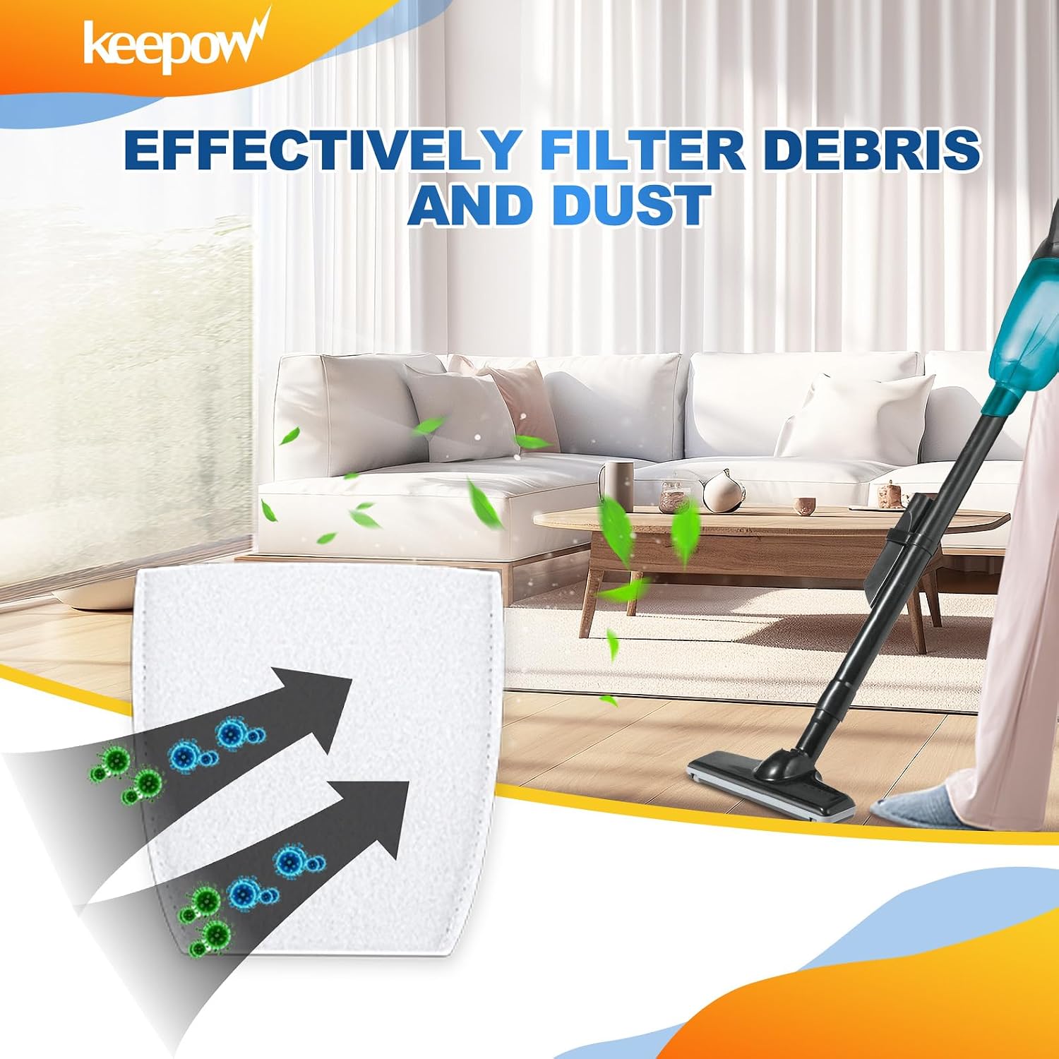 KEEPOW Vacuum Filters Compatible with Makita T-03193 | Replacement Vacuum Filter Cloth for XLC02 LC01 BCL180 443060-3 Vacuums, 20 Pack