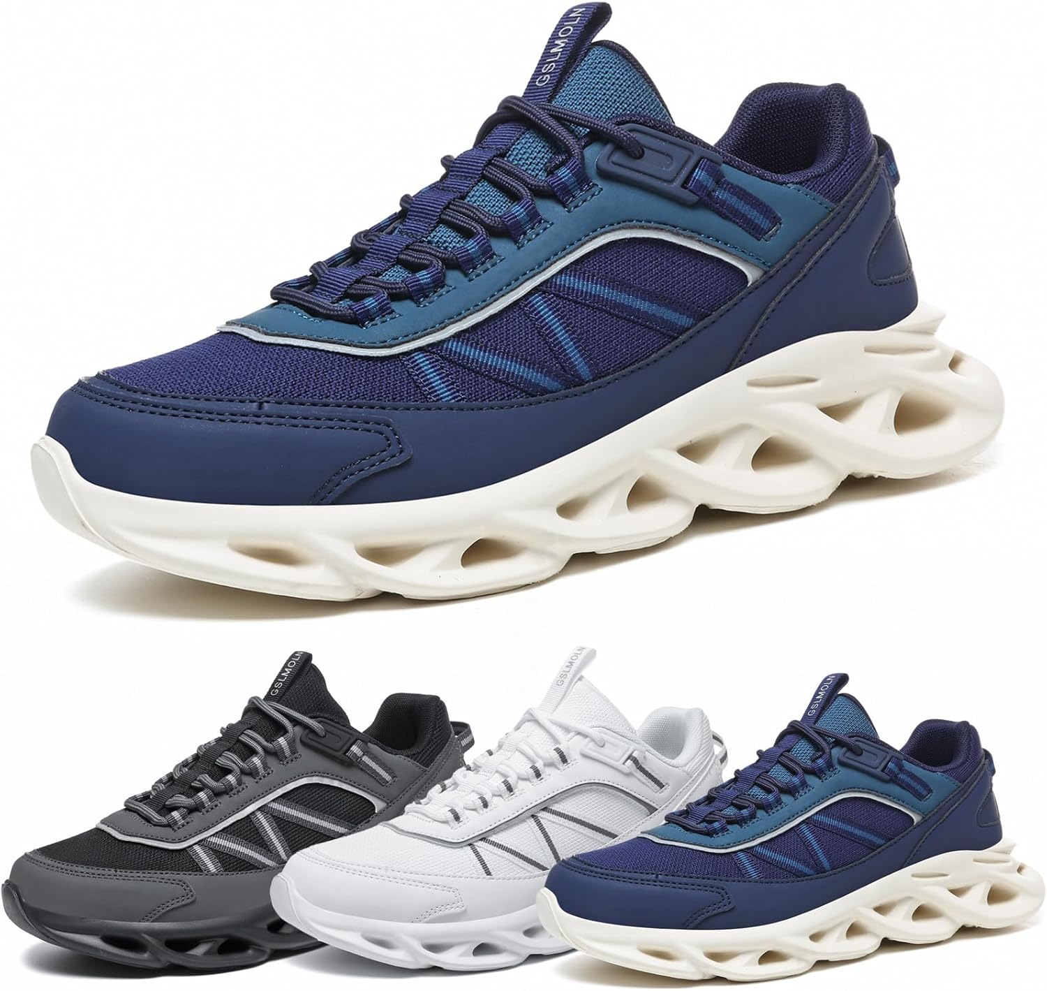 GSLMOLN Men's Walking Shoes Lightweight Fashion Casual Sneakers Athletic Breathable Mesh Tennis Sneakers Blue - Image 8