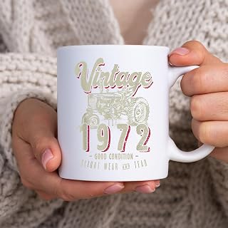 Vintage Tractor Farmer Birthday Born in 1972 & Established BlackMug, Tea Mug, Tea Cup, Coffee Cup