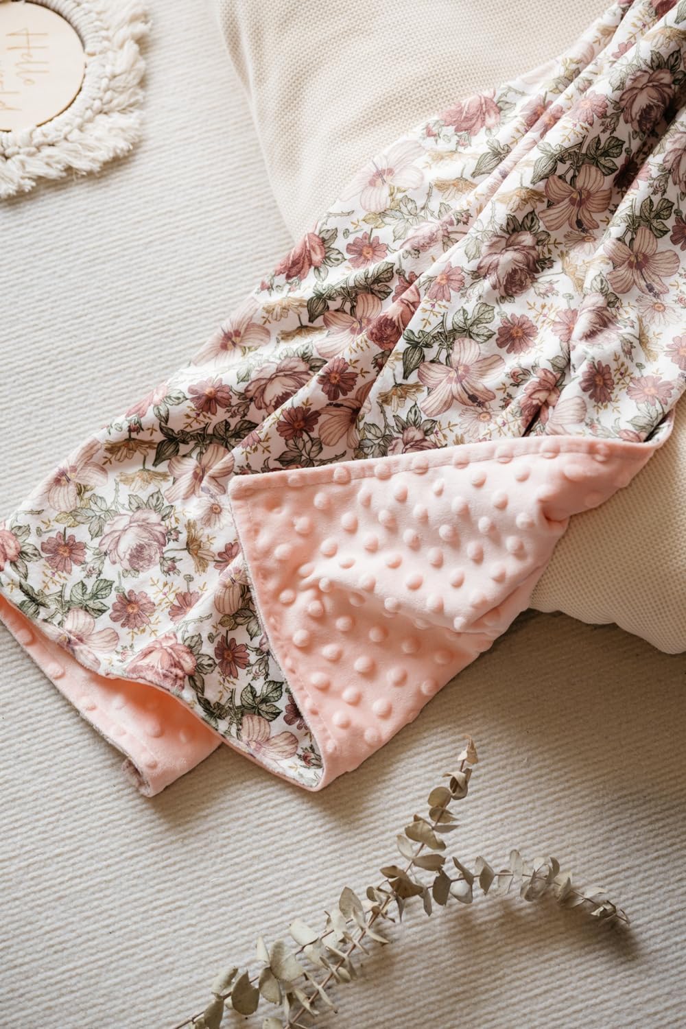 Baby Blankets for Unisex Boys Girls, Soft Plush Minky Blanket with Double Layer Dotted Backing for Infant Newborn Toddler, Vintage Floral Western Wild Flowers 30 x 40 Inch (Vintage Floral) - Image 6