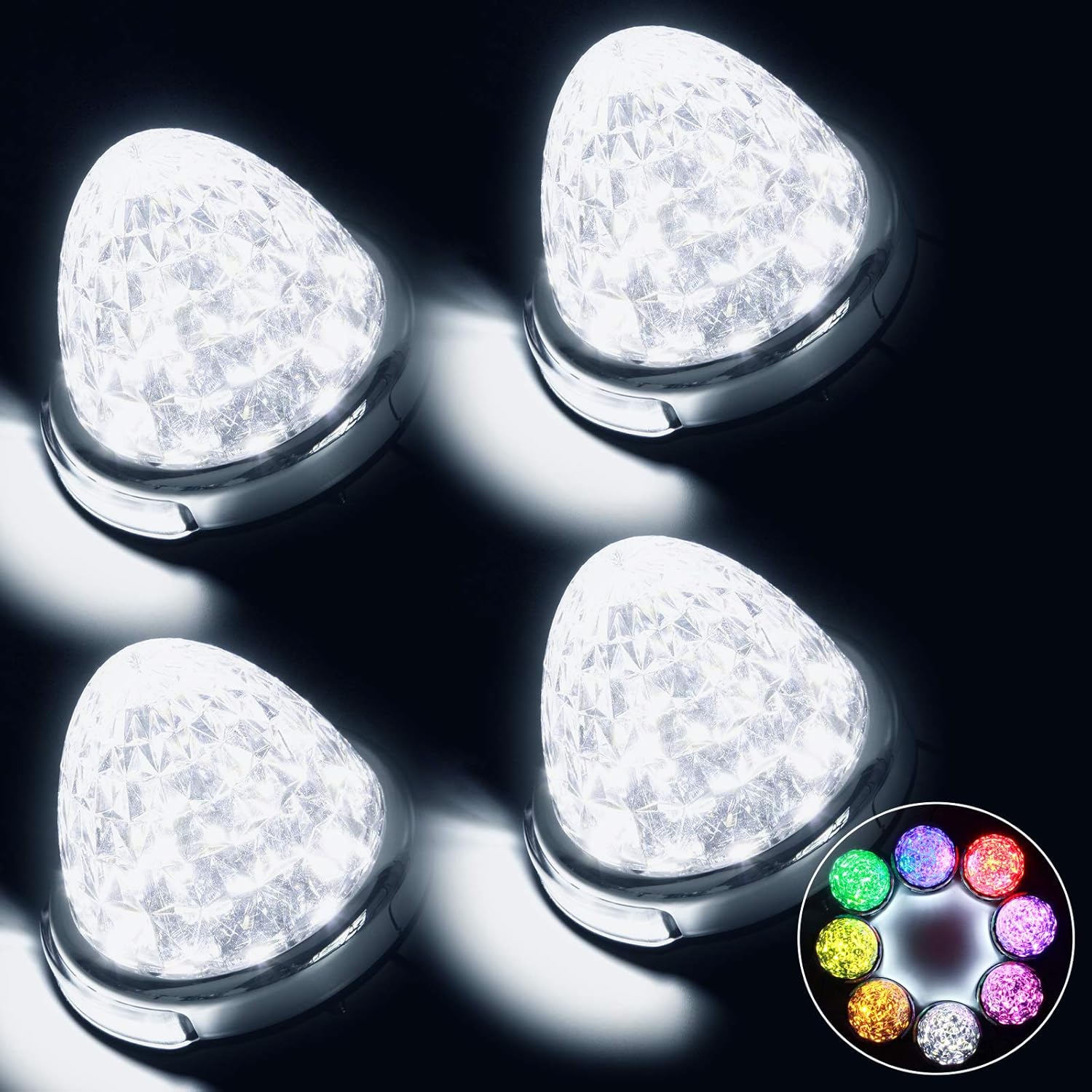 REPTICO LEDサイドマーカーランプ 24V トラック用 路肩灯 ホワイト クリアレンズ 8面クリスタルカット 白 新型マーカ