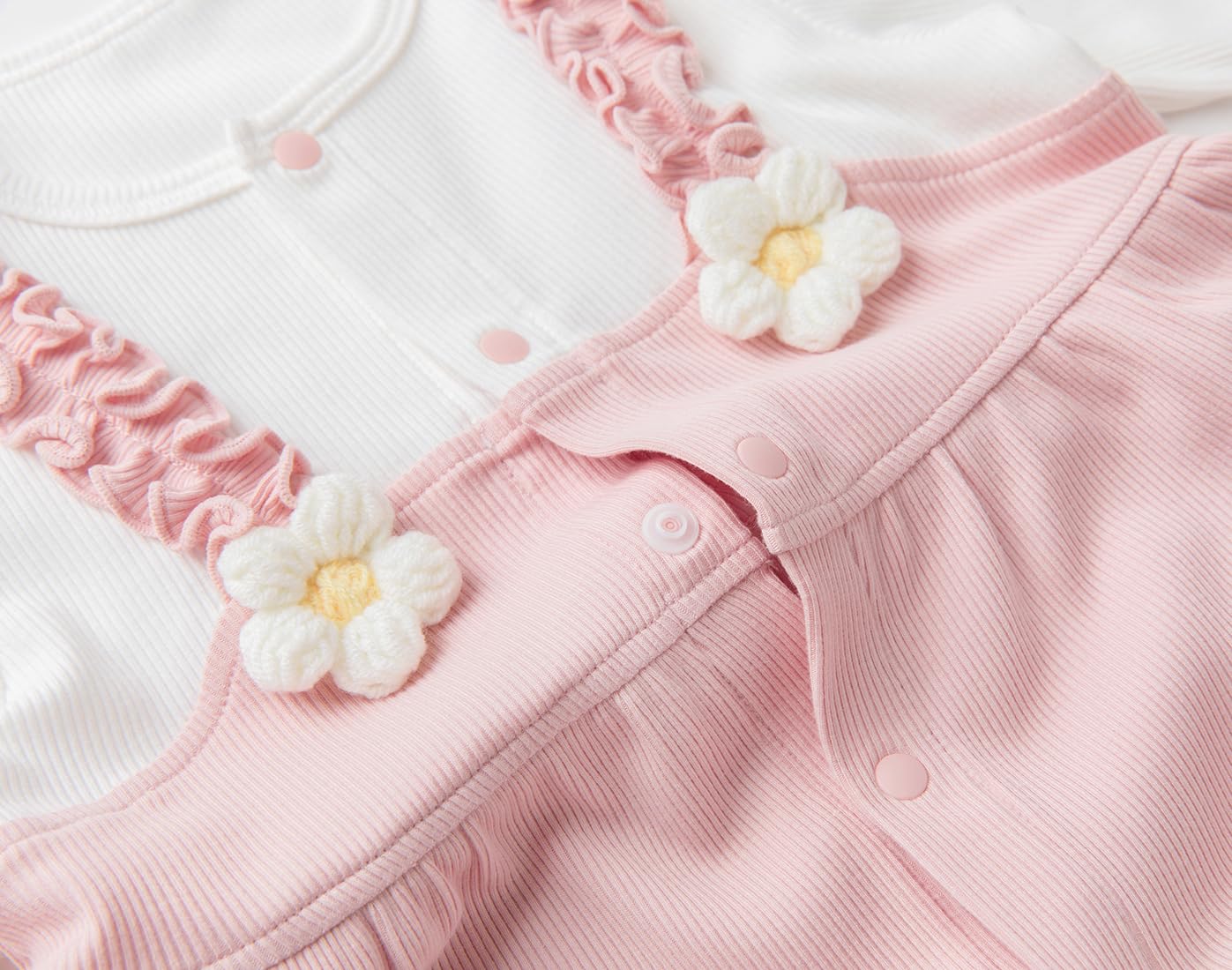 Tutine per Neonati in Cotone con Bottoncini Vestiti per Bambini Manica Lunga Jumpsuit con Volant per Bambini Neonata 0-18 Mesi